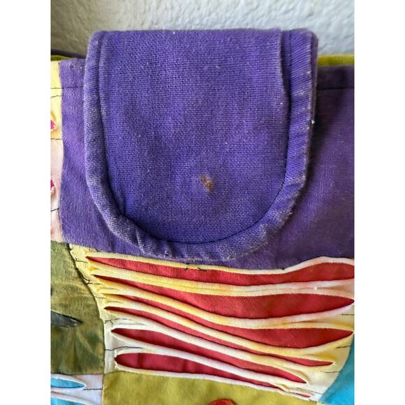 Patchwork Floral Boho Slouch Bag Purple Green Colorful Hippy - Picture 4 of 8